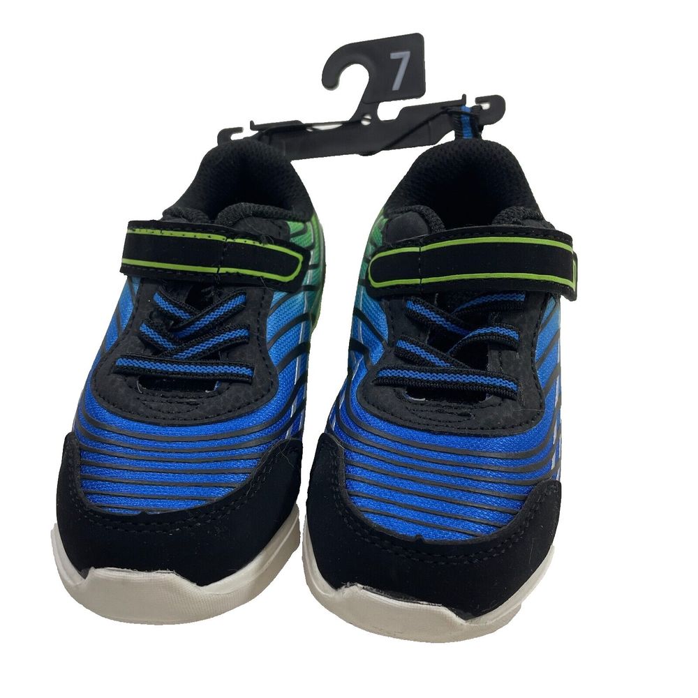 Athletic Works‎ NEW Toddler Size 7 Blue Black Light Up Sneakers Lightweight Shoe